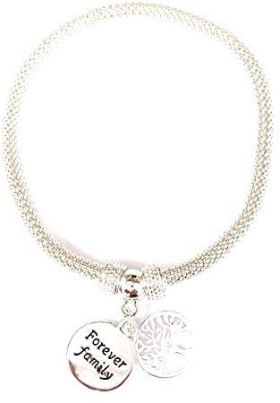 equilibrium Silver Plated Mesh Stretchy Tree of Life Bracelet Charm Family