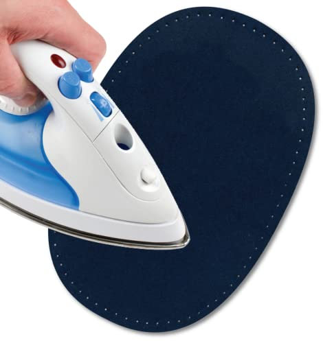USIT, 2 Piezas Parches de Ante Termoadhesivos, 16x11 cm, Ideal para Reparar Pantalones, Chaquetas y Camisas, Tintes Inalterables, Azul Medio