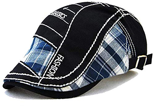 M MOACC Herren Baskenmütze Baumwolle verstellbar Newsboy Hüte Cabbie Gatsby Cap Driving Flat Caps, Mütze, T3, Schwarz, Einheitsgröße