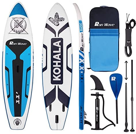 Runwave antiscivolo gonfiabile Runwave Stand Up Paddle Board con accessori SUP Premium | Posizione ampia, pinne inferiori per il controllo del surf | Principiante per adulti giovani