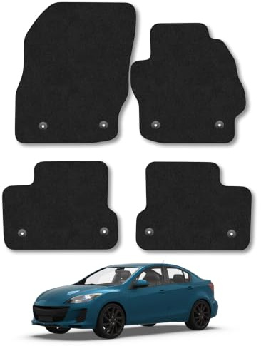 Mazda 3 (2009-2014) Carpet Car Mats | Black Edge Trim Tailored Fit Floor Mats Full Coverage Protection Accessories Easy Clean Anti Slip Made in the UK