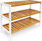 Unibos Bamboo Shoe Bench 3 Tier Shoe Rack Storage Organiser Shoe Racks Storage Shelf Organizer Perfect For Entryway Living Room Hallway Holds Up To 12 Adult Shoes (Natural)