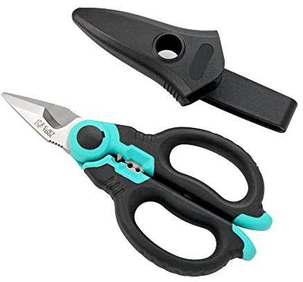 C.JET TOOL Tijeras Electricista Profesional de 160 mm, Acero Inoxidable para Cable Suave de Cobre de Aluminio (Turquesa)