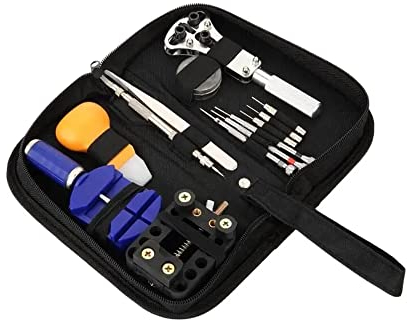 Plastific Watch Repair Tool Kit - Link Remover, Spring Bar, Band Pin Back Opener, Screwdriver (13-Piece Carrying Case)