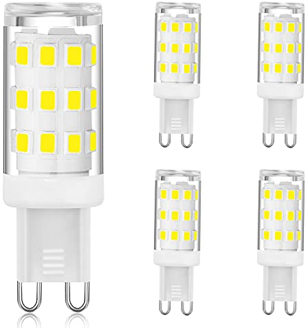 Mizlay G9 LED Bulbs No Flicker 3W Equivalent to 20W 25W 28W 33W Halogen Bulbs,G9 Light Bulbs Cool White 6000K,Not Dimmable,G9 Socket Engergy Saving Led Lamp,CRI>85,AC 220-240V,5 Pack (G9-2835-33LED)