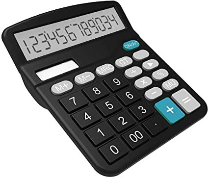 LEDLUX Calculatrice de Bureau, Grande Calculatrice à écran LCD et claviers, Taille 15X12X4cm, Noir
