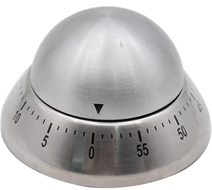 Hoshen Timer da cucina in acciaio inox, girevole meccanico, 60 minuti, gadget da cucina, forma frisbee