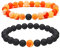 Perlen Armband, Kristallarmband Orange Verwitterter Achat + Vulkanstein Natursteinarmband Steinperlenarmband Verstellbares Freundschaftsarmband Weihnachtsschmuck Geschenk Für Frauen Mädchen Jungen