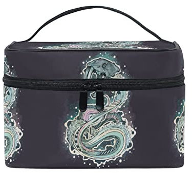Kunst Aquarell Schlange Tier Kosmetiktasche für Frauen Schminktasche Große Mädchen Damen Make Up Taschen Kulturbeutel