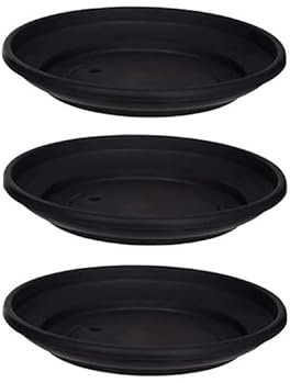 HOMION Black Plastic Round Plant Flower Pot Base Saucer Plate Tray Water Planter Tray (3, 20 CM)
