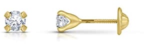 Amberta Allure Women 9 Ct Yellow Gold Cubic Zirconia Stud Earrings: 3 mm