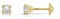 Amberta Allure Women 9 Ct Yellow Gold Cubic Zirconia Stud Earrings: 3 mm