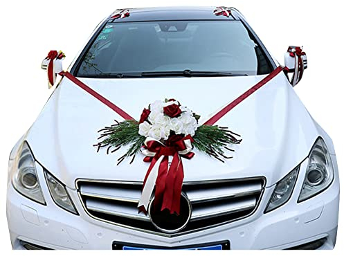 Hochzeitsdeko Auto,Ekakashop Hochzeit Auto Deko Künstliche Blumen Autoschmuck Hochzeit Dekoration Romantische Hochzeit Blumenstrauß Kit Deko Auto Hochzeitsschmuck Motorhaube