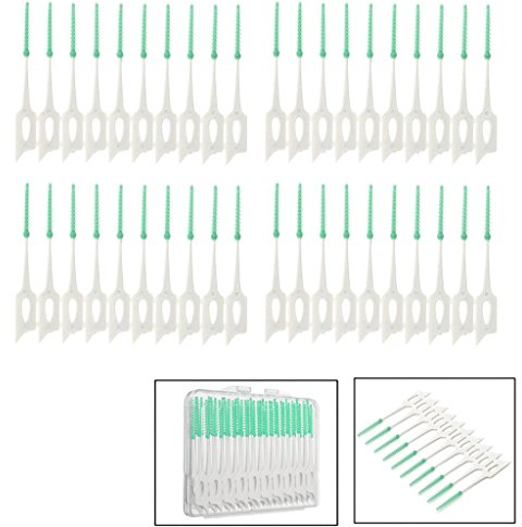 40 unids/caja de doble uso púas de hilo dental, púas dentales de silicona ortodoncia cepillo interdental palillo de dientes cepillos dentales para limpieza oral