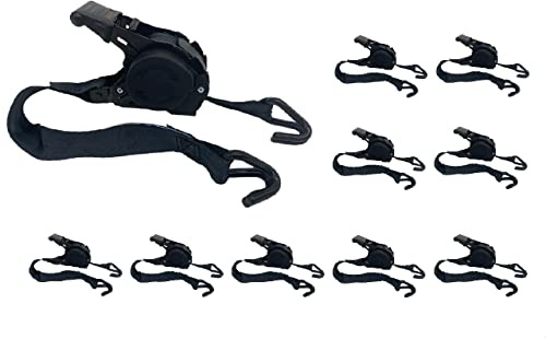 lasiprofi Automatikzurrgurt 25 mm | 3,65 m lang | Schwarz | 4er Set | Mit Doppelspitzhaken | Zurrgurt für PkW und Transporter | Selbstaufwickelnd | Einteilig | Bis zu 340 kg