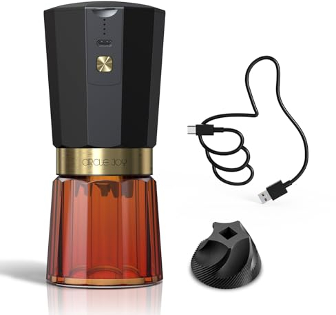 CIRCLE JOY Coffee Grinder Electric with Ceramic Blade and Adjustable Coarseness, Rechargeable One Touch Coffee Bean Grinder, Amber