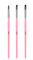 Lot de 3 pinceaux à ongles à tête plate biseautée rose