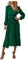 LUNULE Damen-Kleider Kostüm Damen Elegant Kleid Damen Langarm Plisseekleid mit Gürtel V-Ausschnitt Ballkleid Lässige Langkleider mit Rüschen Einfarbig Midikleid Wadenlang Tunika Kleid Grün M