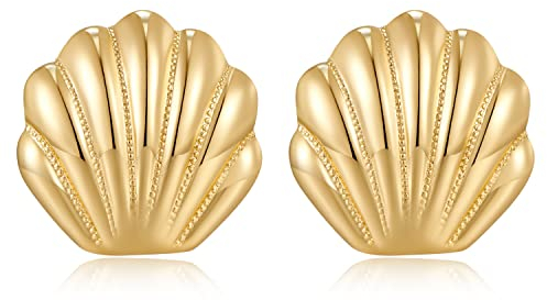 LILIE&WHITE Ohrringe Damen Ohrstecker, Goldene Muschel-Design Ohrringe, Eleganter Schmuck für Alltag und Besondere Anlässe