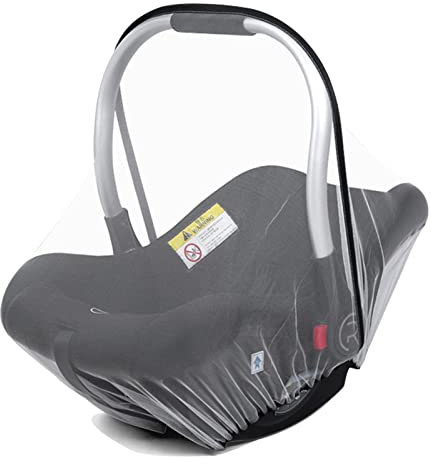 GizellMG Moustiquaire Poussette bébé Filet de Cosy Housse de Siège Auto Unievrselle Protège Couverture en Maille Respirant Anti Insecte pour Vacances Promenade au Parc Blanc L