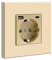 BSEED Enchufe de pared con 1 USB y 1 Tipo C,Oro 16Amp Schuko Enchufe Simple on Panel de Plastico,toma de corriente con cargadores USB-Max.2.1A,20W Cargador USB C adecuado para Smartphone MP3 Tablet
