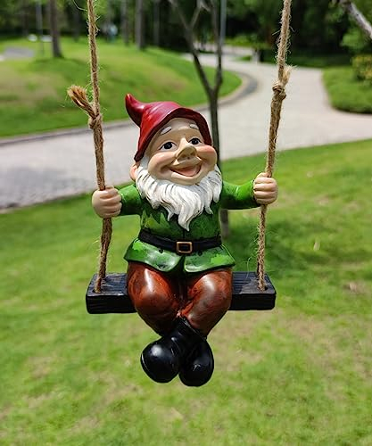 Lustige Gartenzwerge, Statue auf Schaukel, hängende Zwergfiguren, Ornamente, Skulptur, Schaukel, Zwerg für Garten, Outdoor-Dekorationen, Pation, Hof, Rasen, Veranda, Innenbereich, Tischdekoration,