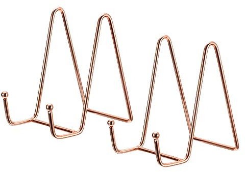 sourcing map Plate Stand for Display, 2Pcs 4.3 Inch Iron Easel Plate Holder Display Stands Metal Decorative Plates for Picture Photo Book, Rose Gold