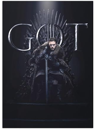 Displate - Poster aus Metall - Einfache Montage ohne Bohren - Game of Thrones - Season 8 Key Arts - Jon Snow - Größe L - 67,5x48cm Matt