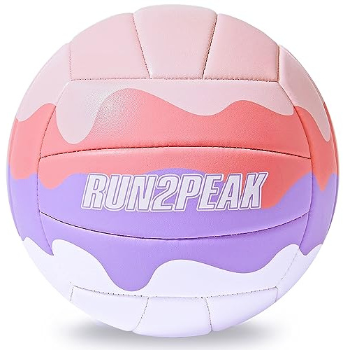 RUN2PEAK Ensemble de ballons de volley-ball de plage rose doux, taille officielle, taille 5, imperméables, cadeaux pour extérieur, intérieur, piscine, jardin, sable violet