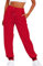 Pantalon Cargo Femme Large Cordon Chino Vêtement Casual Respirant Sport Femme Fitness Vêtements Mode Jogging Pas Cher Marque Jogging Femme Hiver Rouge M