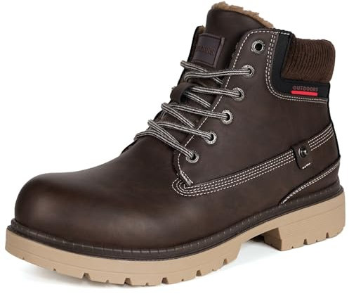 Stivali Uomo Donna Scarpe da Inverno Caldi Stivali da Neve Impermeabili,Marrone Scuro,45EU