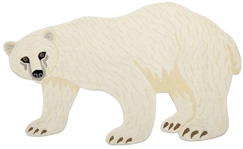 Beliani Kinderteppich Wolle weiß Tiermotiv Eisbär 100 x 160 cm handgetuftet Iorek