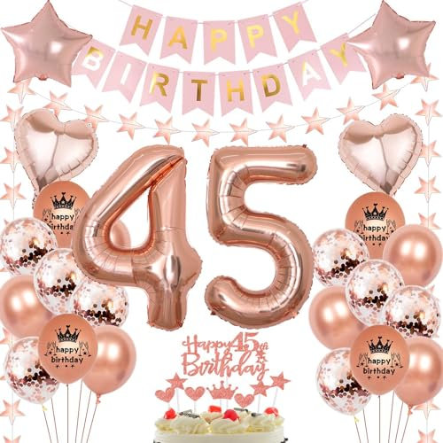 Rosegold Luftballon 45 Geburtstag Frau, 45 Jahr Geburtstag Frau, Ballon 45. Rosegold, Geburtstagsdeko 45 Jahr, Frauen Deko 45.Roségold 45. Party Ballons