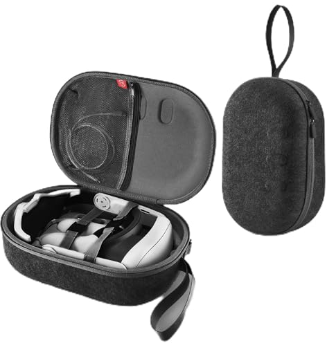 Uxilep Schutzhülle für Meta Quest 3, harte Tragetasche, kompatibel mit Meta Oculus Quest 3 / Vision Pro VR Headset mit Elite-Gurt und Touch-Controller-Zubehör, geeignet für Reisen und Zuhause