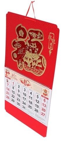 CAXUSD 2024 Jahr des Drachen-Wandkalenders geschenke für den einzug mondkalender Monatskalender für den Haushalt Mondmonatskalender 2024 Jahreskalender Tageskalender Tier