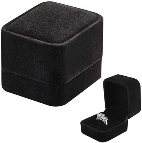 Schmuck Etui für Ring, Ring Geschenkbox, Schwarz Ringschachtel, Engagement Ringschatulle, für Heiratsantrag Verlobung Valentinstag Hochzeit, 5 * 5 * 6 cm, Schwarz