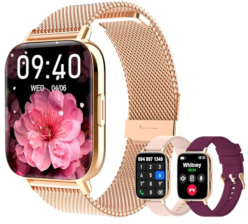 INNOFOVO Reloj Inteligente Mujer con Llamadas y Whatsapp, 1.85 Smartwatch con Podómetro Pulsómetro Monitor de Sueño SpO2, 150+ Modos Deportivos Reloj Deportivo Mujer para Android iOS, 3 Correas