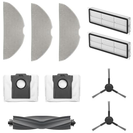 Dreame Kit d'accessoires pour robot S10 Plus comprenant 3x lavettes, 2x filtres, 2x brosses latérales, 2x sacs de collecte de poussière, 1x brosse principale, Accessoires Dreame d'origine