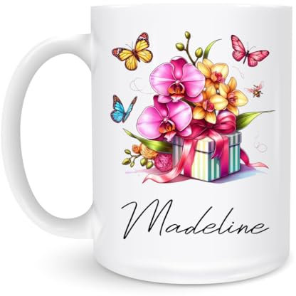 Coffee Mug Orchid Jumbo Mug Modern White Mug with Handle Novelty Tea Mug for Beer Juice 330Ml