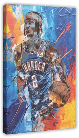 zxjwcm Shai Gilgeous-Alexander-Poster auf Leinwand, Wandkunst, Dekordruck, Bild Gemälde für Wohnzimmer, Schlafzimmer, Dekoration, Rahmen: 30 x 45 cm