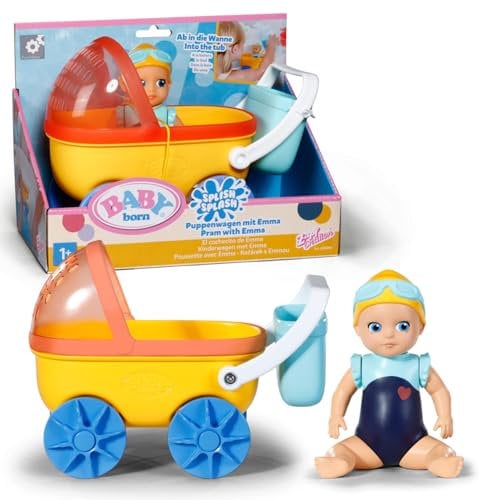 BABY born Splish Splash Bade-Spielzeug-Set mit Emma im Kinderwagen - Saugnäpfe zum Befestigen - Inkl. Zubehör - Funktioniert ohne Batterien - Geeignet für Kinder ab 1 Jahr