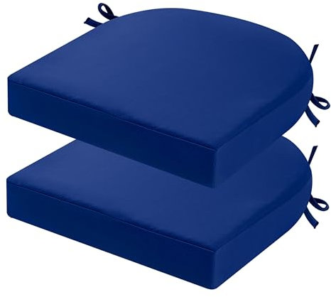 PRIMEPATIO Stuhlkissen für draußen, 2er-Set, Terrassenstuhlkissen für Gartenmöbel, wasserdicht, mit Bändern, Sitzkissen für draußen, Terrassenstuhlpolster, Esszimmerstuhl, 45x45, Blau