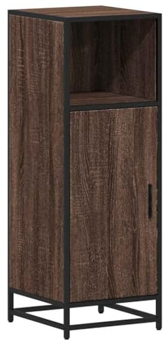 vidaXL brown oak bathroom cabinet - engineered wood storage unit 35x37.5x100 cm with metal frame