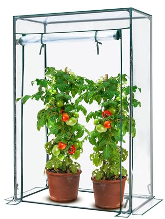 KANWOD KGAGH-1550 - Serra da Giardino con Porta Arrotolabile, Trasparente, Stabile e Facile da Montare, Serra per Piante da Esterno per Balcone, Terrazza e Giardino, 150 x 100 x 50