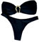 GORGLITTER Bikini Set Damen Trägerlos Bandeau Bikini Sets Zweiteiler Badeanzug Sommer Strandmode Hohe Taille Bademode 3/4 Körbchen Swimsuit Tube Strandanzug Schwarz L