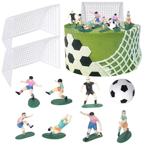 Xsstarmi 10 Pack Football Sports Cake Topper 3D Football Player Cake Pick Football Match Game Soccer Cake Decorations for Football Theme Baby Shower Wedding Birthday Party Supplies