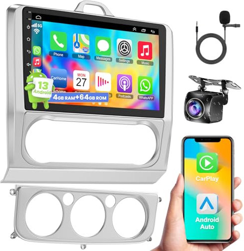 4G + 64G Android 13 Car Radio Wireless Carplay For Ford Focus Mk2 Mk3 Exi MT 2 3 2004-2011 9 Inch HD Touch Screen Android Auto Stereo GPS Navigation WiFi Mirror Link Bluetooth FM/RDS/DAB/EQ/SWC Camera