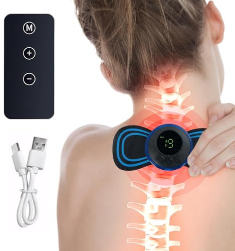 Elektrische Nackenmassagegeräte,Tragbar Neck Massager,8 Geschwindigkeiten und 19 Modi USB Mini Massagegerät,Ems Massagegerät mit Digitalanzeige und Fernbedienung,für Arme/Schulter/Nacken/Rücken/Bauch