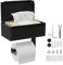 Noir Porte Rouleau Papier ToiletteAuto-Adhésif, Support Papier Toilette avec Boîte à Lingettes Humides, Porte Papier Toilette Mural pour Salle de Bains Salle d'eau Cuisine