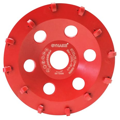 GVHAKG PKD Diamant Schleiftopf 125 mm x 22,23 mm,12 Segmente Diamantschleiftopf für Beton, Estrich,Epoxidharz-Beschichtungen, Farb-Beschichtungen